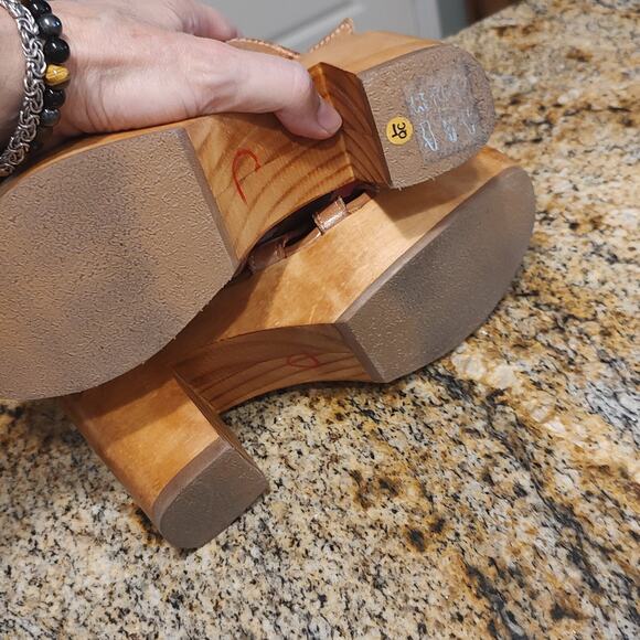 Bed Stu Fontella Heeled Platform Sandal Leather Tan Rustic Women's Size 7 - Picture 9 of 15